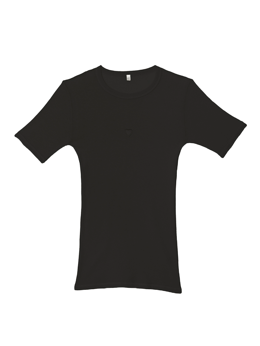 Heart Short Sleeve Black