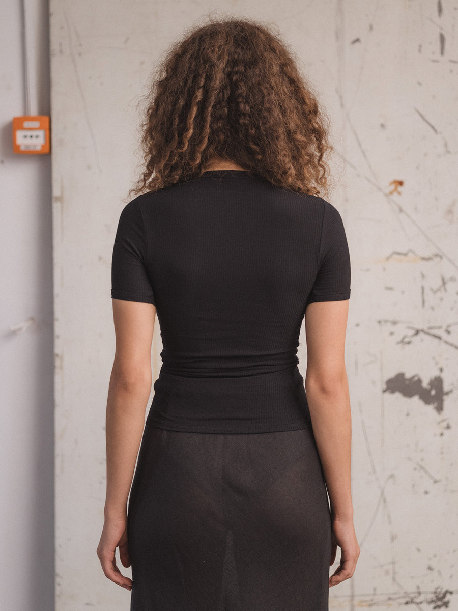 Heart Short Sleeve Black