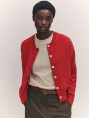 Ada Crewneck Cardigan Poppy Red