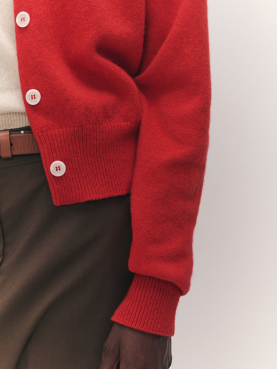 Ada Crewneck Cardigan Poppy Red