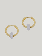 Frellini Lily Hoops Ohrringe Gold mit Blauem Donut Frontansicht