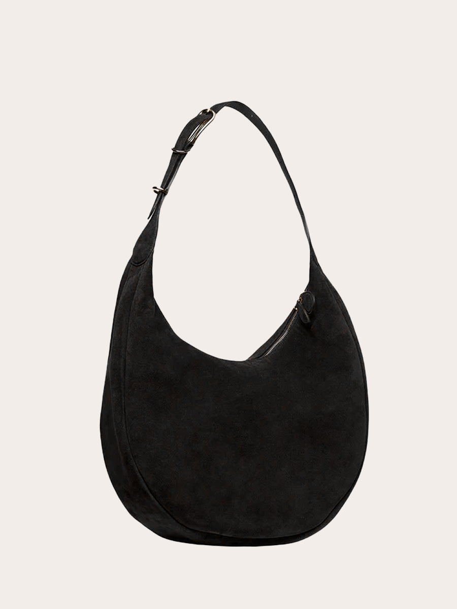 Moon Hobo Bag Black Suede