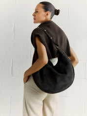 Moon Hobo Bag Black Suede