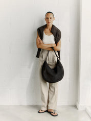 Moon Hobo Bag Black Suede