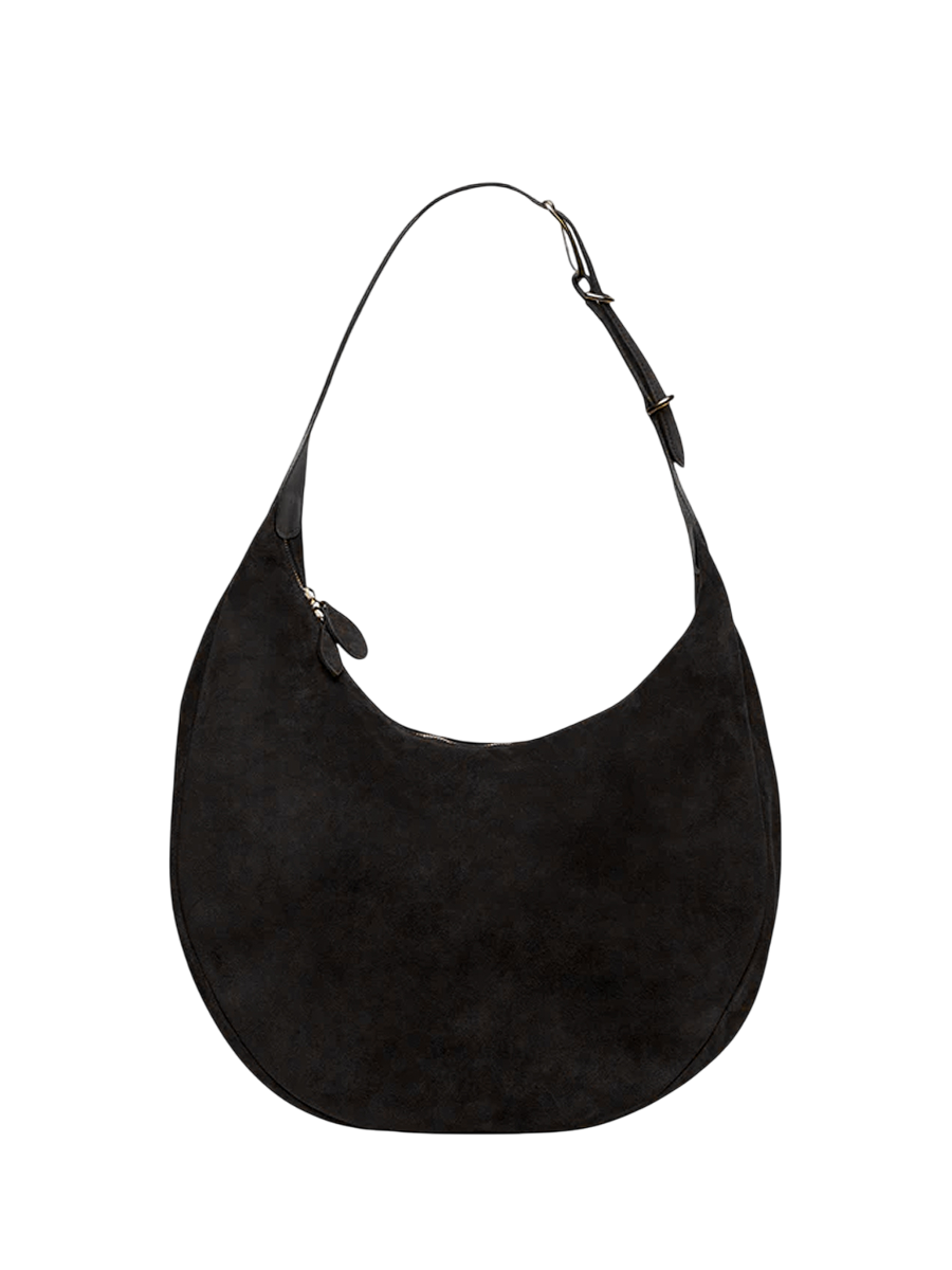 Moon Hobo Bag Black Suede