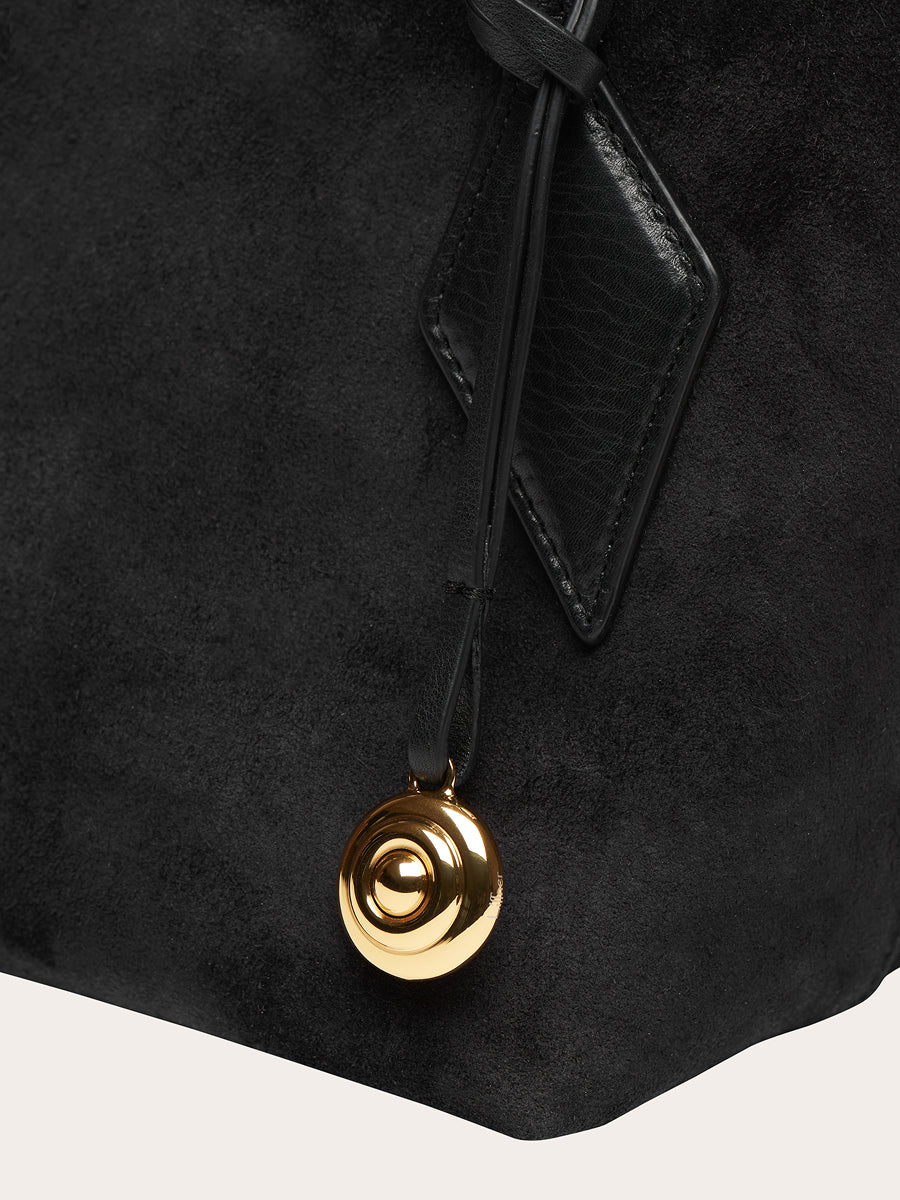 Sprout Tote Bag Large Black Suede