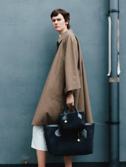 Sprout Tote Bag Large Black Suede