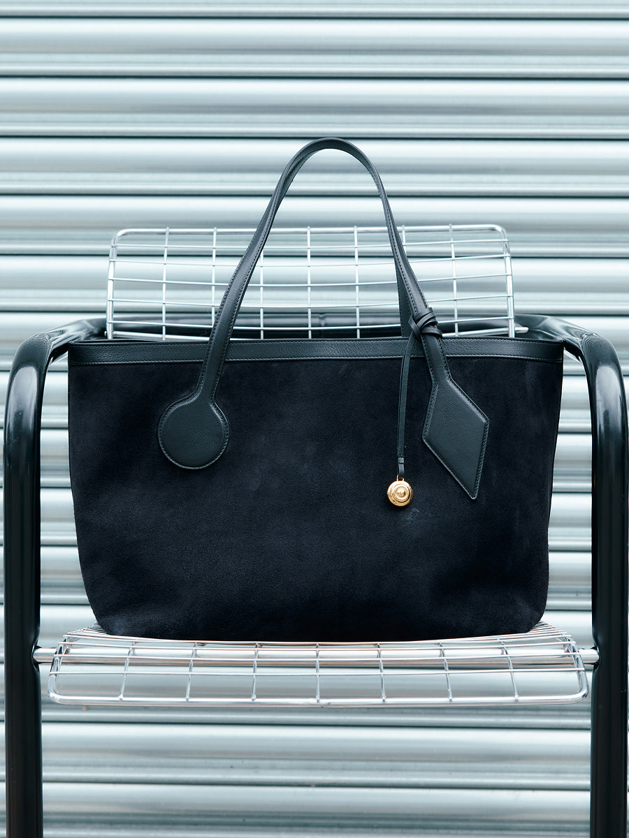 Sprout Tote Bag Large Black Suede