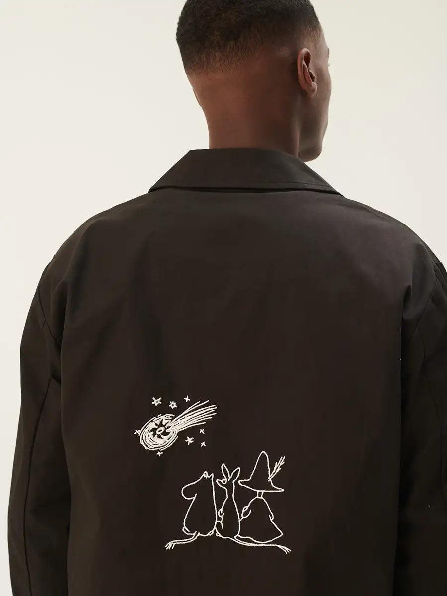 Rue de Tokyo Jacke Cameron mit weißer Moomin-Stickerei Details Rückseite