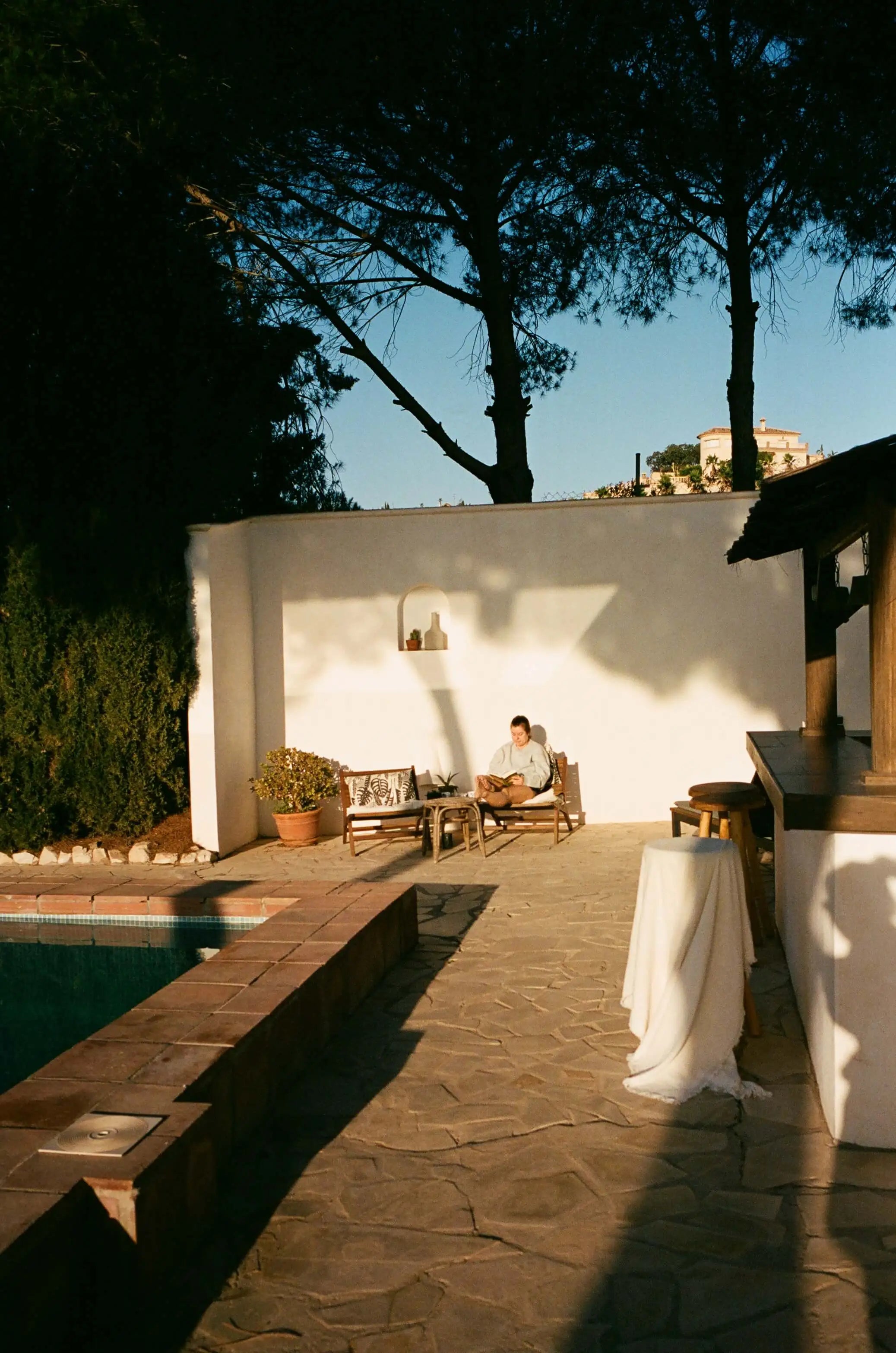 Spanien Andalusien Haus Terasse Morgensonne