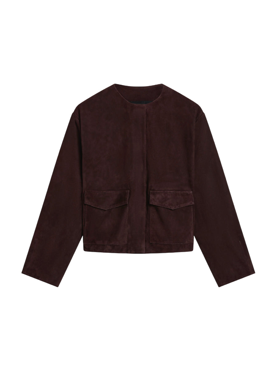 Suede Utility Cocoon Bomber Coffee Braun