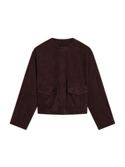 Suede Utility Cocoon Bomber Coffee Braun