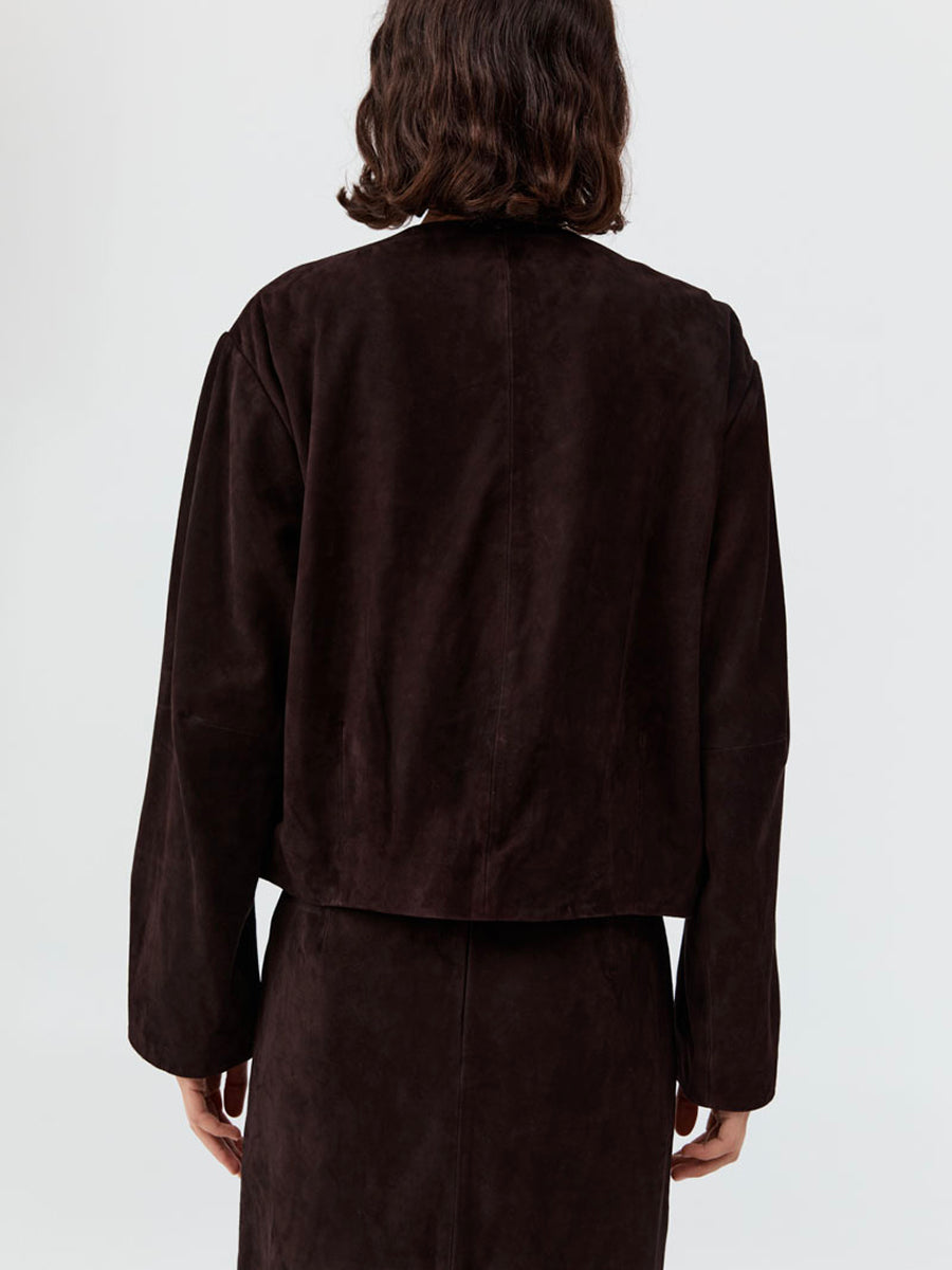 Suede Utility Cocoon Bomber Coffee Braun