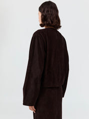 Suede Utility Cocoon Bomber Coffee Braun