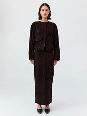 Suede Utility Cocoon Bomber Coffee Braun