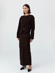 Suede Utility Cocoon Bomber Coffee Braun