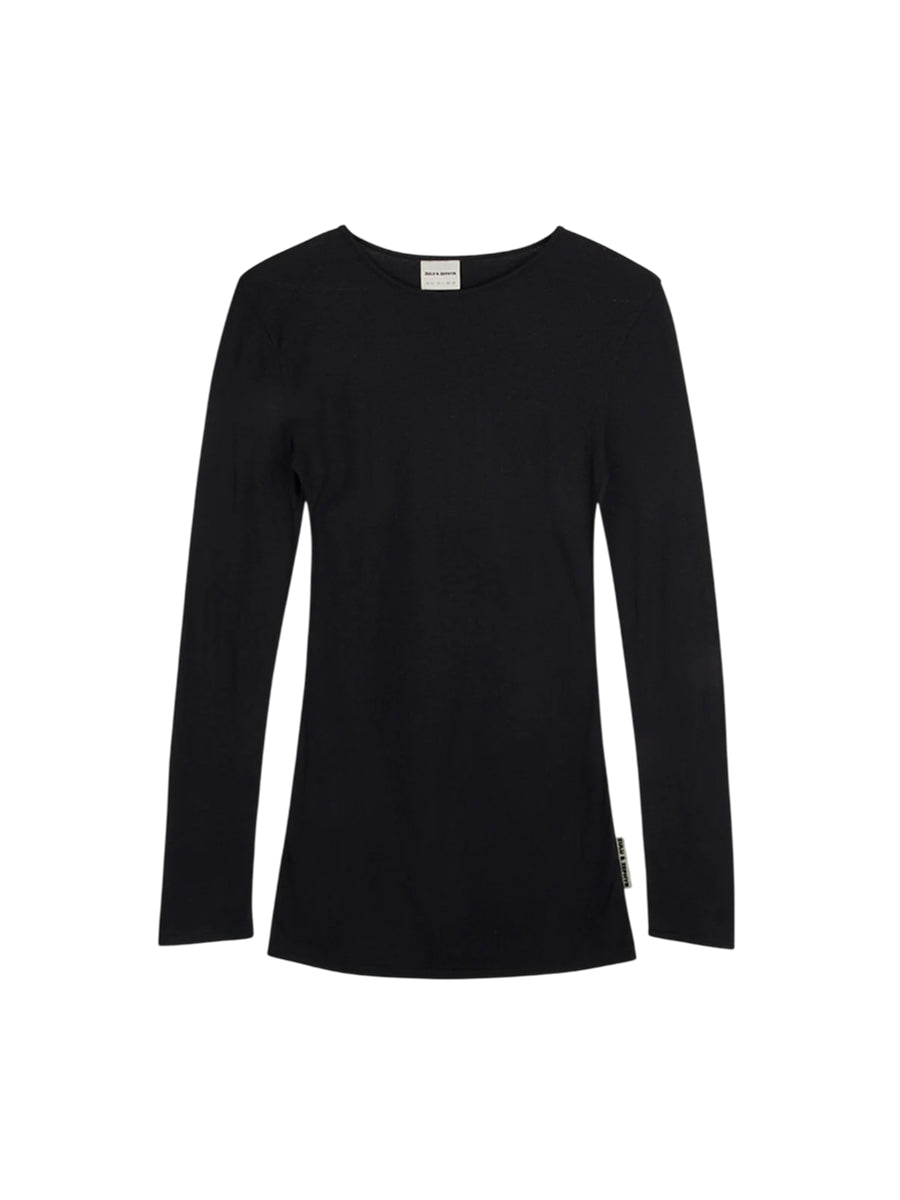 Rib Hemp Jersey Longsleeve Top Schwarz