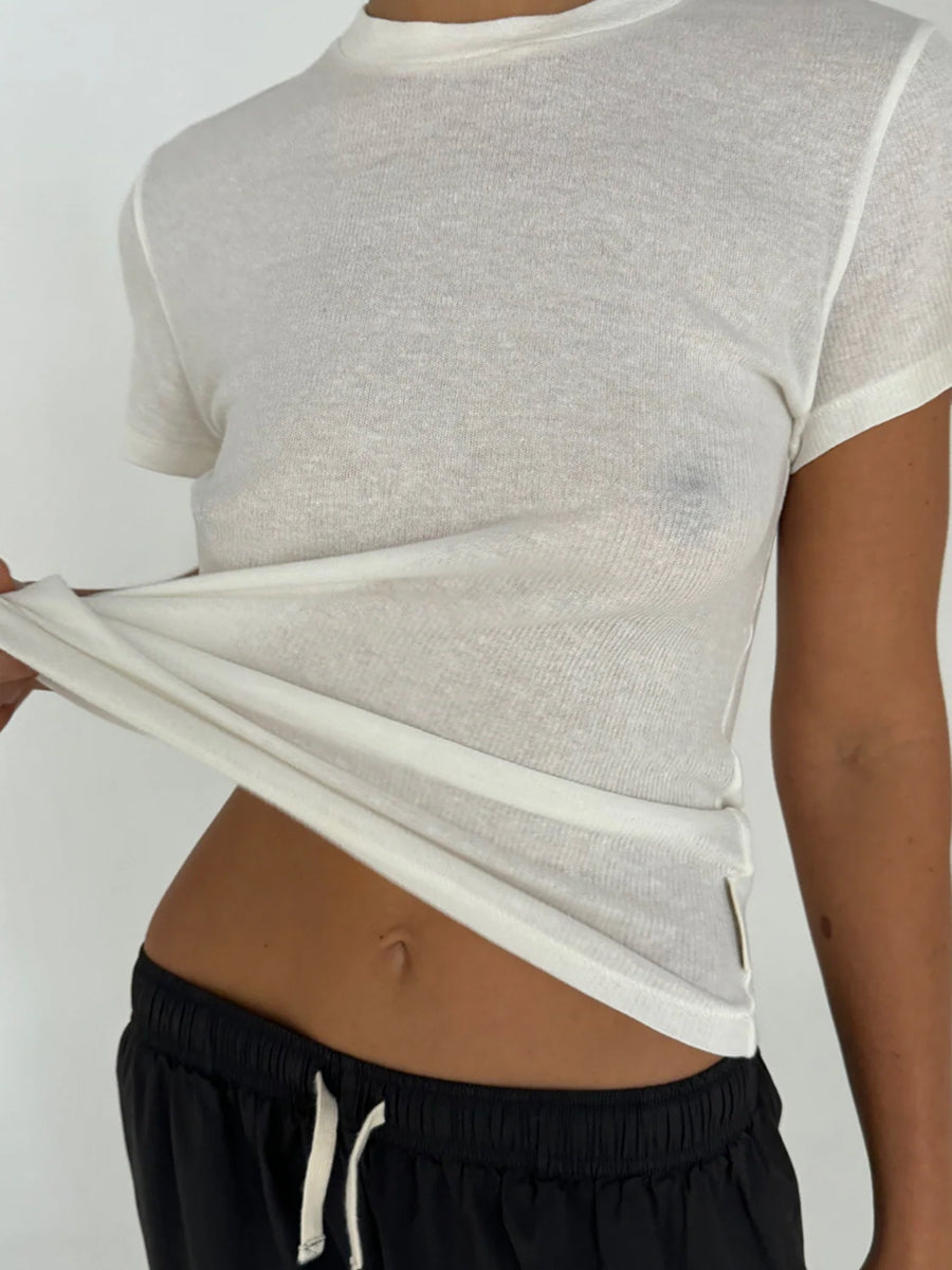 Rib Hemp Jersey T-Shirt Weiß